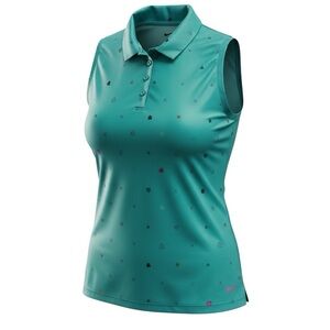NIKE Dri-Fit aqua (green/blue) sleeveless golf polo shirt size Large